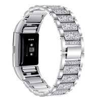 Nigaee for Fitbit Charge 2 Bands Small Large, Stainless Steel Fitbit Bands Charge 2 Fitbit Charge 2 Replacement Bands Fitbit Charge 2 Wristbands Fit bit Charge 2 Bands for Women Men Diamond Silver