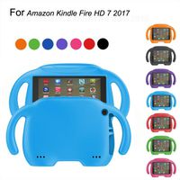 Nacome Portable Silicone Kindle Shell,Kids Safe EVA Rubber Stand Handle Case for Amazon Kindle Fire HD 8 2017 (Hot Pink)