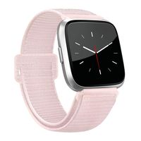 AK Bands Compatible with Fitbit Versa, Soft Replacement Wristband Sport Loop with Fastener Adjustable Closure for Fitbit Versa Lite Women Men (07 Pearl Pink, 5.5" - 9.4")