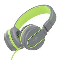AILIHEN I35 Kid Headphones with Microphone Volume Limited Children Girls Boys Teen Lightweight Foldable Portable Wired Headset for School Airplane Travel Cellphones Tablets Smartphones (Grey/Green)
