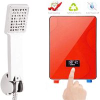 VPABES Tankless Water Heater, 6500W 220V Instant Electric Hot Water Heater Boiler Bathroom Shower Set for Home Bathroom Shower (Red)