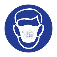 Brady 58540 Right-To-Know Pictogram Labels , Blue On White,  3/4" Width x 5/8" Height,  Pictogram "Dust Mask" (36 Per Card,  1 Card per Package)