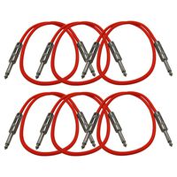 Seismic Audio SASTSX-2Red-6PK 2-Feet TS 1/4-Inch Guitar, Instrument, or Patch Cable, Red