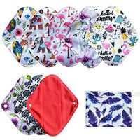 7pcs Set Resuable Menstrual Pads Including 1pc Mini Wet Bag +6pcs Reusable Washable Stay Dry Cloth Menstrual Pads/Women Sanitary Pads/Mama Panty Liners…