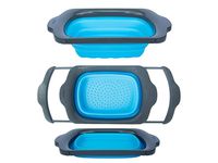 Collapsible Kitchen Colander - Over the Sink Kitchen Strainer By Comfify | 6-quart Capacity | Blue & Grey