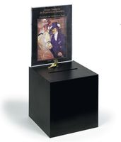 Displays2go Locking Wood Suggestion Box, Tabletop or Countertop, Sign Holder, Black (BXBK85)
