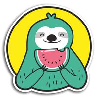 2 x 10cm Watermelon Sloth Funny Vinyl Stickers - Sticker Laptop Luggage #19482 (10cm Wide)