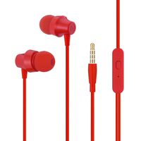 Wired Headphones, in-Ear Earbuds with Microphone, 3.5mm Stereo Earphones, Comfort-Fit, Red