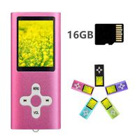 MP3 Player MP4 Player with a 16GB Micro SD Card, Runying Portable Music Player Support up to 64GB, Mini USB Port 1.8 LCD, with Photo Viewer, E-Book Reader, Voice Recorder & FM Radio Video (Pink)