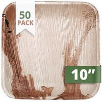 CaterEco Square Palm Leaf Plates Set (Pack of 50) | Dinner Plates | Ecofriendly Disposable Dinnerware | Heavy Duty Biodegradable Party Utensils for Wedding, Camping & More