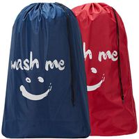 HOMEST 2 Pack XL Wash Me Travel Laundry Bag, Machine Washable Dirty Clothes Organizer, Large Enough to Hold 4 Loads of Laundry, Easy Fit a Laundry Hamper or Basket, Red and Navy Blue