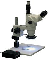 AmScope ZM-1T3-60MB Professional Trinocular Stereo Zoom Microscope, EW10x Eyepieces, 2X-45X Magnification, 0.67X-4.5X Zoom Objective, 60-Bulb LED Ring Light with Rheostat, Large Pillar-Style Table Stand, 110V-240V, Includes 0.3X Barlow Lens