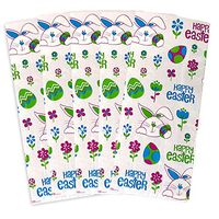 Easter Holiday Treat Bags - Cello Cellophane Bags with Ties - Happy Easter Egg and Bunny Rabbit Print for Classroom Party Favor Candy or Prizes - 20 Piece Set