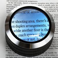 WITHit Lighted Dome Magnifier, 2.75” D, Black – LED Lighted Magnifying Glass for Reading, High Quality Aluminum Body with, 5X Magnification for Reading Magazines, Books, Newspapers, Batteries Included
