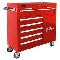 Homak H2PRO Series 41-Inch 6-Drawer with 2-Drawer Compartment Roller, Red, RD04041062