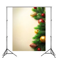 DZJYQ 5x6.5ft(1.5x2m) Golden Green Red Leaves Ball Pineal Fruit Merry Christmas Party Children Baby Newborn Backdrop Photography Background 028