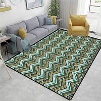 YucouHome Geometric Floor Comfort Mats, Striped Boho Pattern Tribal Motifs Zigzag Lines Brushstrokes and Splatters of Paint, Easy Maintenance Area Rug Living Room Bedroom Carpet(2'x 6') Multicolor