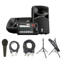Yamaha STAGEPAS 400BT Portable PA System w/AxcessAbles Speaker Stands, Audio Cables and Microphone