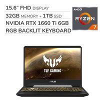ASUS TUF Gaming FX505 2019 Premium 15.6'' FHD Laptop Notebook Computer, AMD Ryzen 7 R7-3750H 2.3GHz, 32GB RAM, 1TB SSD,No DVD, RGB Backlit Keyboard,Wi-Fi,Bluetooth,Webcam,HDMI,Windows 10 Home