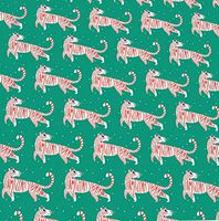 Merry Christmas Tiger Rolled Gift Wrap Paper 2 Sheets of 19.5 in x 27.5 in