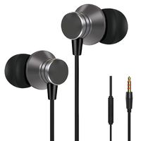 Earbuds Stereo Headphones in-Ear Earphones with Microphone Mic Wired Earphone Compatible iPhone iPod iPad Samsung Android Smartphones Tablet Laptop 3.5mm Jack(Black)