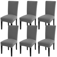 Fuloon 6 Pack Super Fit Stretch Removable Washable Short Dining Chair Protector Cover Seat Slipcover for Hotel,Dining Room,Ceremony,Banquet Wedding Party (Gray)