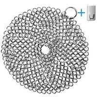 Chainmail Scrubber, Cast Iron Skillet Cleaner, Senpulism 8" x 8" Durable Stainless Steel 316L Chainmail Scrubber Round Anti-rust Chain Cleaner for Cast Iron Pan Pot Dutch Oven Cleaning