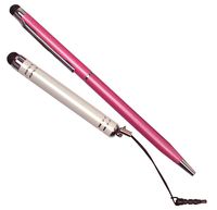 Shaxon Capacitive Stylus, Pink Stylus Pen and White Mini Jack Mount Stylus (SHX-Stylus-Duo-PK) 2 Pack
