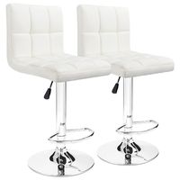 Furmax Bar Stools Modern Pu Leather Swivel Adjustable Hydraulic Bar Stool Square Counter Height Stool Set of 2(White)