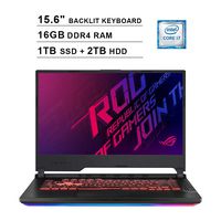 2020 Asus ROG Strix G 15.6 Inch 120Hz FHD 1080P Gaming Laptop (Intel 6-Core i7-9750H up to 4.5 GHz, GeForce GTX 1650 4GB, 16GB DDR4 RAM, 1TB SSD (Boot) + 2TB HDD, Backlit KB, WiFi, HDMI, Win 10)