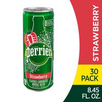 Perrier Strawberry Flavored Carbonated Mineral Water, 8.45 Fl Oz (30 Pack) Slim Cans