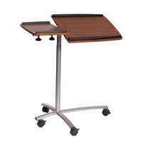 Techni Mobili Sit-to-Stand Rolling Adjustable Laptop Cart, 32"W x 18"D x 47" H, Mahogany