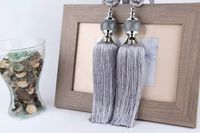 2 Pack Jade Curtains Tiebacks, Home Office Rope Tassel Curtains Buckle Holdbacks for Window Curtains Decor (Silver Grey)