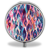 Colorful Pill Case, Round Stainless Drug Organizer Container Medicine Cover for Pocket Daily&Weekly