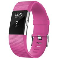 SKYLET for Fitbit Charge 2 Bands, Replacement Bands for Fitbit Charge 2 Bracelet Solid Colors with Secure Watch Clasp (No Tracker) [Small, Pink]