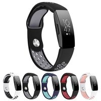 Sport Bands Compatible with Fitbit Inspire & Inspire HR, Soft Silicone Breathable Replacement Wristbands Accessories Air Holes for Women Men (Large 6.7"-8.3" Black Gray)