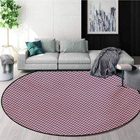 RUGSMAT Geometric Dining Room Home Bedroom Carpet Floor Mat,Composition with Abstract Art Design Mosaic Style Grid Pattern Non Slip Rug,Diameter-39 Inch Dark Coral Beige Navy Blue