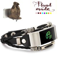 Marval.P Compatible with Fitbit Charge 2 Bands, Handmade Leather DIY Band, Replacement Bracelet Strap, Wristbands with Size, Fashion Wrist Band Straps