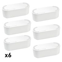 D-Line Cable Management Box 4X (Bulk Deal) Hide Cords and Power Strips in Home or Office (Small, White, Case of 6)