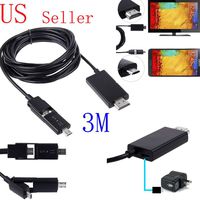 FYL 3M MHL Micro USB to HDMI HDTV Coverter Cable Adapter Connector For HTC One M7 M8