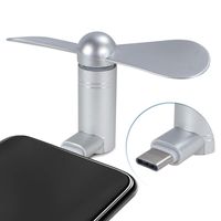 Cell Phone Fan, Portable Aluminum Alloy Shell Mobile Phone Fan Cooling Fan Air Conditioner Cooler, Mini Fan for Android Cell Phone, Compatible for Type C or Micro USB Port Phone Fan (Type C, Silver)