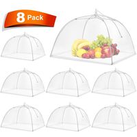Pop-Up Mesh Screen Food Cover Tent Umbrella, SPANLA 8 Pack Food Cover Net for Outdoors, Screen Tents, Parties Picnics, BBQs, Reusable and Collapsible Reusable and Collapsible,17 Inches
