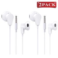 2 Pack Headphones/Earphones/Earbuds with Mic,Android Earphone Noise Isolating with Volume Control 3.5MM Headphone -White