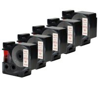 5PK Standard D1 53712 Label Maker Tape Red on Clear 24mm 1-Inch Cartridge Refills Compatible for Dymo LabelManager 360D 450D 500TS