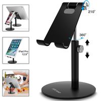 Adjustable Tablet/Phone Stand, AICase Telescopic Adjustable iPad Stand Holder,Universal Multi Angle Aluminum Stand Compatible with iPhone Smart Cell Phone/Tablet/iPad(4-13 inch), Black