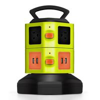 TNP Power Strip with USB Surge Protector - Charger Station Power Supply Adapter Multi Socket Plug Powerstrip Bar Stand Tower, 6FT Extension Cord (6 AC Outlet + 4 USB Port, Green & Black)