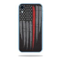 MightySkins Skin Compatible with Apple iPhone XR - Thin Red Line | Protective, Durable, and Unique Vinyl Decal wrap Cover | Easy to Apply, Remove, and Change Styles | Made in The USA