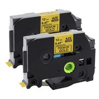 Replace TZe Tape 12mm 0.47inch TZE PR831 P-Touch TZe-PR831 Black Print on Premium Glitter Gold Use for Label Maker PT-P710BT Laminated Tape 2Pack