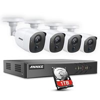 ANNKE Home CCTV Security System 4CH 1080P 3MP Dvr Recorder with 1TB Hard Drive and (4) 1080P Outdoor Weatherproof Bullet Cameras, Pir Detection, White Light Alarm, Email Alert with Snapshots