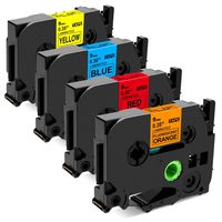 Airmall Compatible Label Tape Replacement for TZ TZe Ptouch Label Tape, 9mm 3/8 Inch (Red Blue Yellow Orange) for TZe-421 521 621 B21 Compatible with P-Touch Label Maker PT-D210 PT-D400, 4-Pack